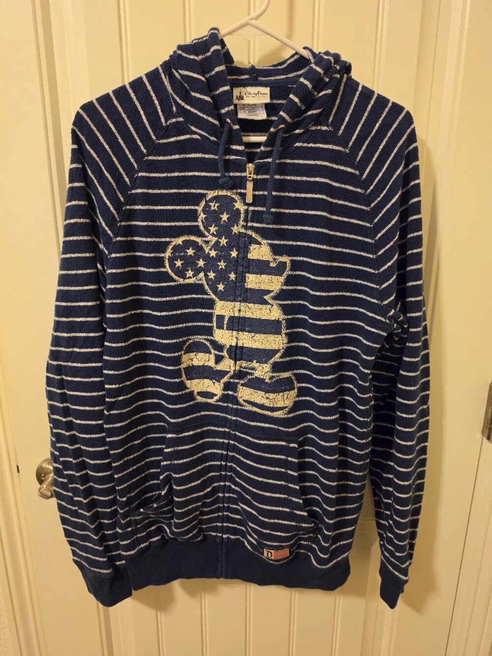 Disney Parks Mickey Mouse Americana Striped Hoodie, Medium